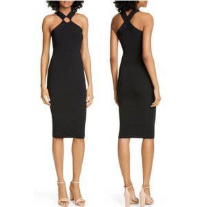 TED BAKER black ribbed Sionna knit bodycon dress